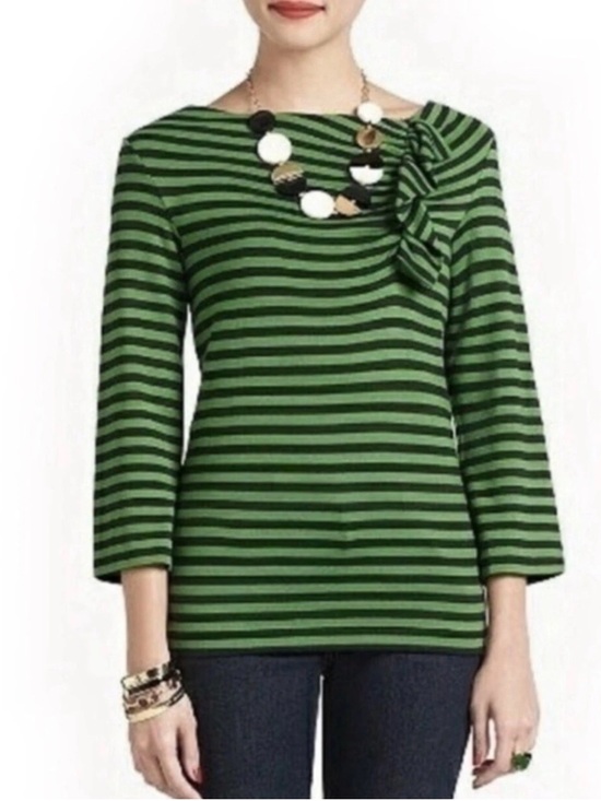 Kate Spade Tops - Kate Spade Navy Blue/Green Striped Top. 3/4 Sleeve. Small.